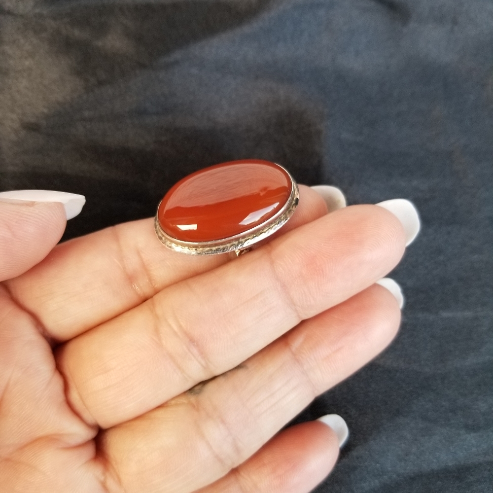 Carnelian stone oval ring